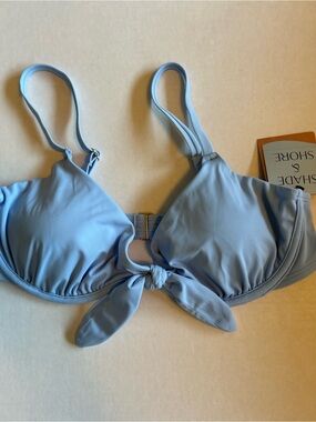 Shade & Shore Light Blue Tie-Front Bikini Top Size 36D
